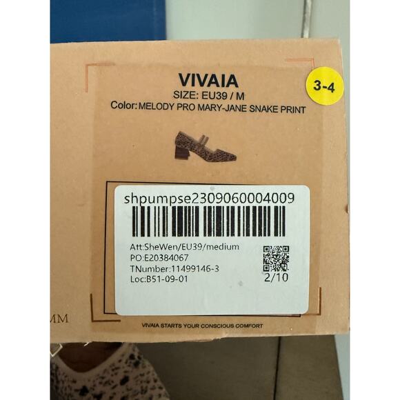 Vivaia Sz 39M Melody Pro Mary Jane Snake Print Excellent Square Toe - Picture 3 of 16